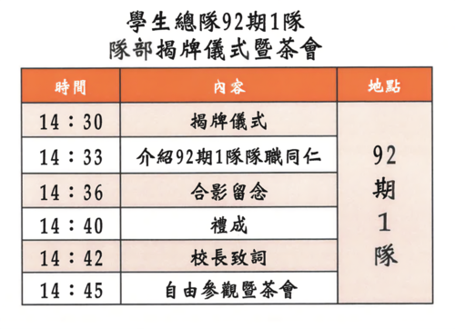 隊部揭牌儀式暨茶會